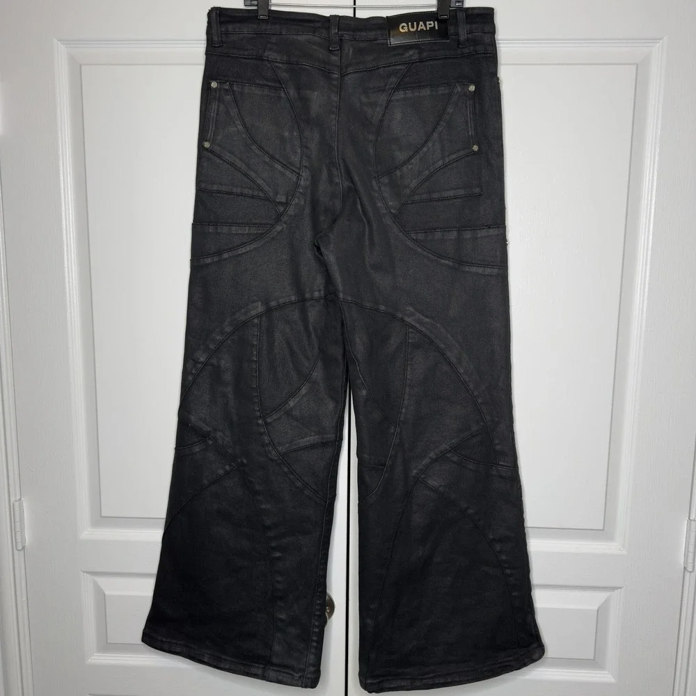 Guapi Jeans Mens 36x32 Black Wide Leg Relaxed Fit Charcoal Denim Stretch Pants